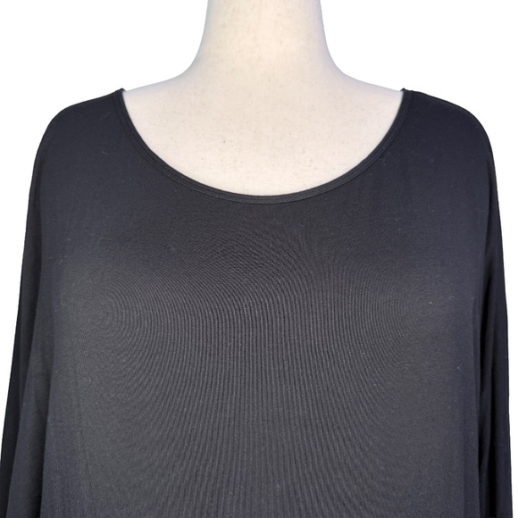 Lock & Love XL Black Flowy Draped Long Sleeve Batwing Dolman Top - Picture 4 of 5